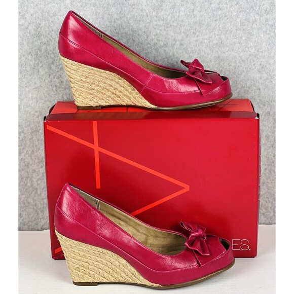 Aerosoles Well Wisher Shoes Womens 8.5M Pink Bowtie Peep Toe Espadrille Wedges - Picture 3 of 14